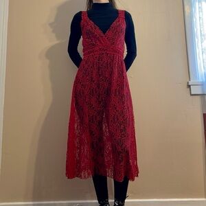 Elegant Red Lace Dress s/m
